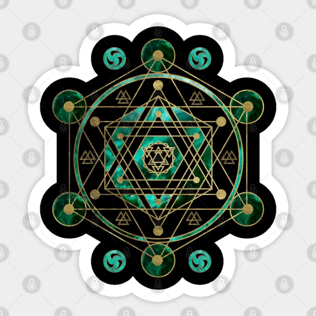 Sacred Geometry Ornament in gold and malachite Sticker by Nartissima